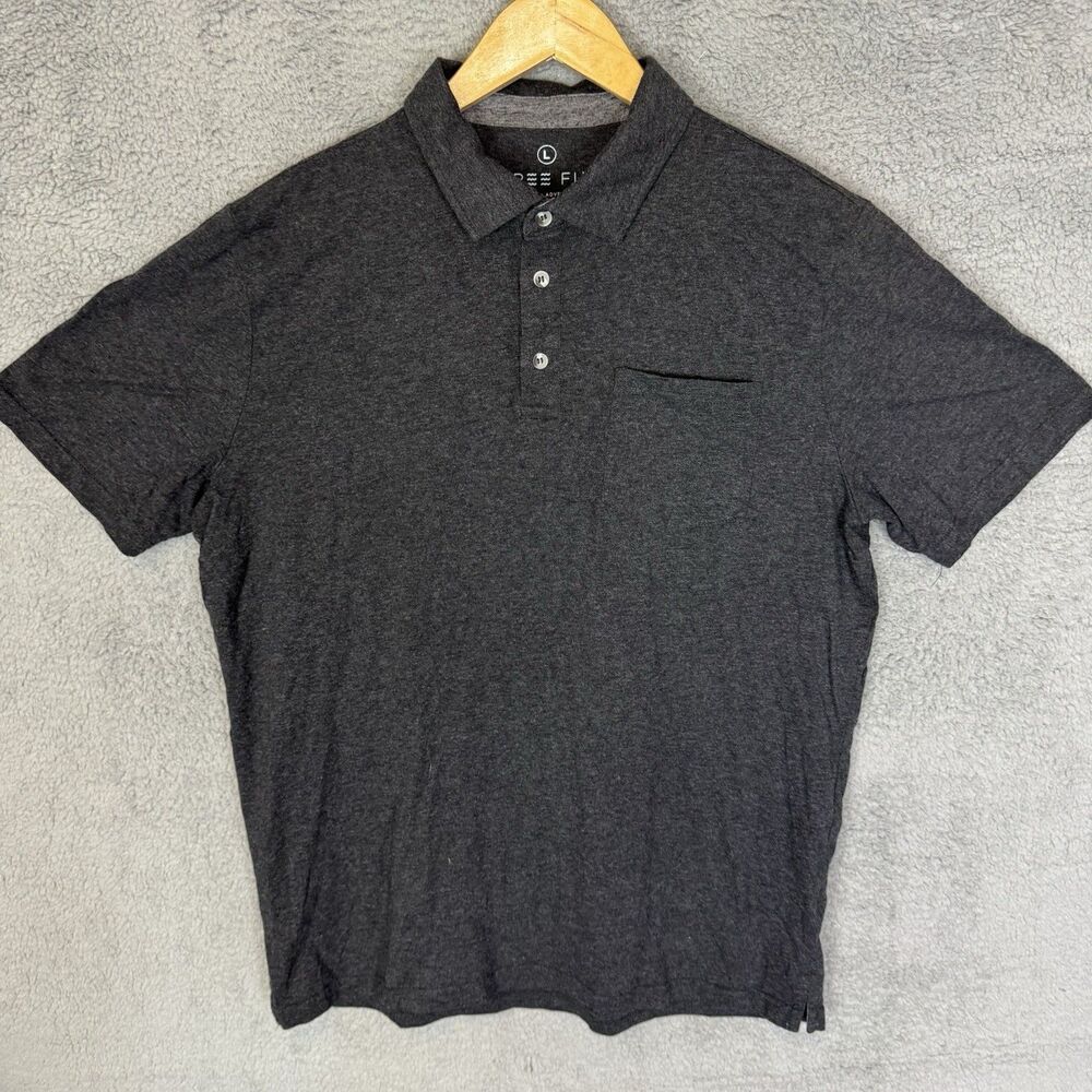 Free Fly Shirt Mens Large Grey Bamboo Polo Solid Short Sleeve Stretch